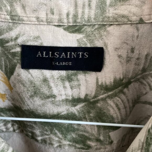 AllSaints Casual Button-Down Shirt Short Sleeves Linen Blend Size X-large Men - Picture 2 of 5